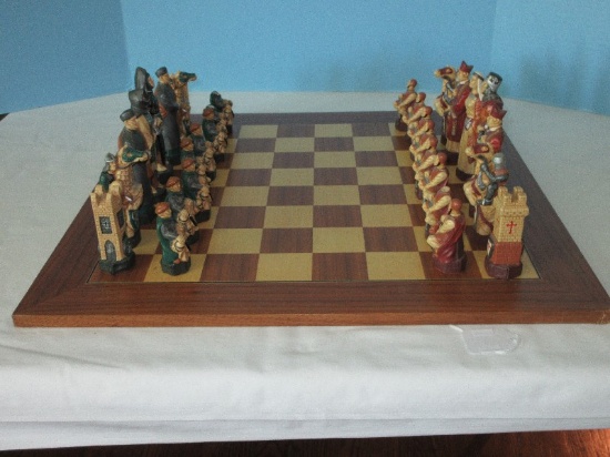 Crusades Medieval Theme Resin Chess Set w/ Board 19 3/4" Square