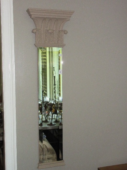 Transitional Modern Acanthus Leaf Beveled Mirror Column Wall Décor