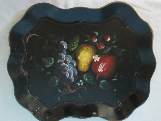 Vintage Nashco Toleware Style Tray Hand Painted Fruit Design Circa 1920's-1950's