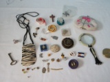 Lot - Fashion Jewelry, Coin Purse, Enamel Magnifying Glass Evening Gown Lady Figural