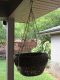 P.V.C. Wicker Hanging Basket Brown Coloration