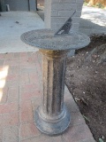 Concrete Reed Column Pedestal w/ Metal Disc Sundial & Quote