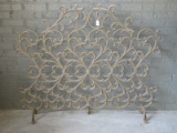 Cast Metal Single Panel French Inspired Fireplace Screen Baroque Style Highly Ornate