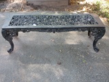 Cast Metal Pierced Elaborate Design Victorian Era Style Garden/Patio Bench Weathered Patina