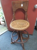 Bentwood Style Barstool w/ Back Rest & Cane Seat
