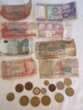 Lot - Foreign Coins/Paper Money Greek, Del Peru, Etc.