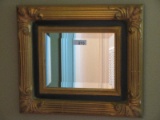 Opulent Entrée Reed & Scrollwork Design Framed Beveled Wall Mirror Antiqued Gilted Patina