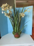 Silk Orchids Plant in Faux Moss Covered Terra Cotta Flower Pot