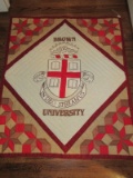 Brown University Embroidery Applique Star Pattern Quilt Throw