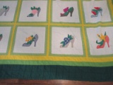 Applique Shoe & Flower Pattern Block Quilt