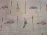 Anichini Needlework Embroidery Feather Block Pattern Quilt