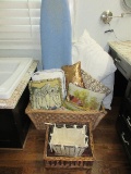 Lot - Folding Ironing Board, Throws, Afghan, Accent Pillows, Etc.