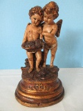 Original Designs by MAC Sculpture One of The Four Seasons Pair - Cherubs w/ Basket of Grapes