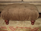 Sherrill Furniture Tufted Ottoman Turned Tapered Wood Feet