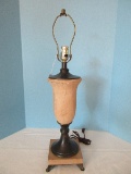 Resin Urn Style Table Lamp Textured Finish Footed Weighted Base