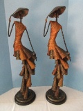 Resin Pair - Contemporary Modern Haute Couture Fashion Model Sculptures