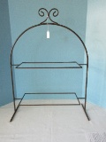 2-Tier Arched Serving Stand w/ Scrollwork Accent Antiqued Patina