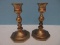 Baldwin Brass Pair Traditional Colonial Style Candlesticks on Octagonal Base