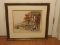 European Street City Scape Lithograph Artist Signed in Pencil Framed/Matt