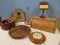 Treenware Lot - Bamboo Bread Box, Wooden Lazy Susan Salad Bowl, Recipe Stand