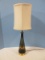 Mid-Century Modern Style Smoked Glass Vase Form Table Lamp Gilt Foliage Band Pattern