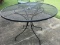 Black Wrought Iron Patio Table w/ Wire Mesh Top