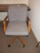 Mid-Century Style Desk Chair Upholstered Back/Seat on Casters Wood Trim