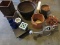 Lot - Flower Pots, Wooden Planters, Plant Riser, Large Stainless Water Can, Etc.