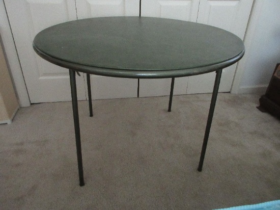 Cosco Household Products 40" Round Green Vinyl Top Game Card Folding Table