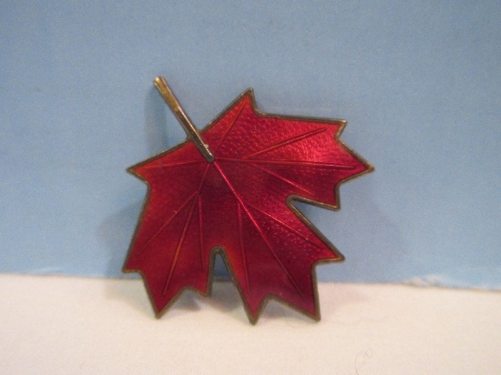 Norway Sterling Silver 925 Enamel Maple Leaf Pin
