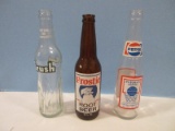 3 Glass Collectible Soda Pop Drink Bottles 10oz. Crush