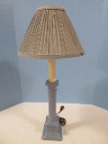 Blue Ceramic Column Candle Stick Accent Lamp