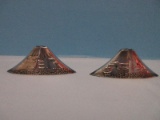 Unique Pair - Sterling Silver 950 Figural Mount Fuji Salt & Pepper Shakers