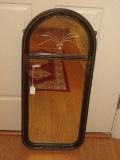 Depression Era Style Ornately Adorned Arched Wall 2 Part Design Mirror