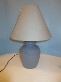 Ceramic Ginger Jar Williamsburg Blue Glaze Accent Lamp w/ Touch Smart Timer