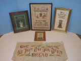 Lot - 2 Framed Cross Stitch, 1 Cross Stitch 