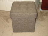 Gray Upholstered Ottoman/Stool w/ Storage