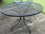 Black Wrought Iron Patio Table w/ Wire Mesh Top