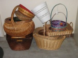Lot - Misc. Decorative Baskets, Easter Baskets, Lined Bread Basket, Etc.