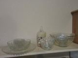Lot - Misc. Pressed Glass Bowls, Medallion Pattern Bowl, Fruit, Pattern Tray, Etc.