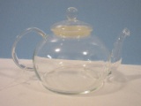 Hand Blown Glass Covered Teapot w/ Applied Handle