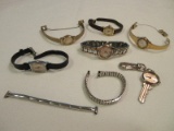 Lot - 5 Ladies Wrist Watches, Hilton Key Watch & 2 Bands Seiko Quartz, Citizen, 2 Timex