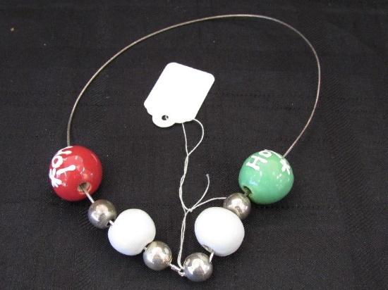 925 'Hol' Green/Red Bead Necklace