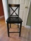 Black Lacquer Traditional Design Crisscross Back Barstool w/ Foot Rest