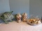 Lot - 2 Glass Jars/Bowl w/ Candle Decorative Seashell Collection & Ceramic Striped Figure