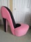 Diva Modern Stylish High Heel Shoe Chair Pink/Black Upholstery