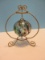 Hand Blown Art Glass Multi-Color Sphere Ornament w/ Gilted Scroll Design Stand