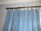 Pair - Blue Panel Lined Curtains w/ Rod & Finials