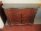 Traditional Console Cabinet w/ Black Beveled Marble Top, Carved Accents & Drop Pulls