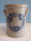 Rockdale Union Stoneware Salt Glaze Double Handle Crock Cobalt Stem Flower